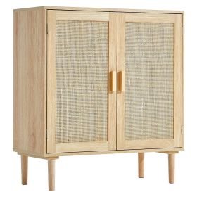 VEVOR Rattan Cabinet, Rattan Storage Cabinet 31.5inch with 2 Magnetic Doors and Adjustable Shelves, Sideboard Buffet Cabinet for Hallway, Entrywa